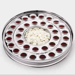 DURABLE STAINLESS STEEL HOLY COMMUNION SET SINGLE TRAY 33 CUPS NO BOTTOM RING COVER <b>MIRROR</b> FINISH DISHWASHER SAFE DELUXE AB1011 - Product Image 1