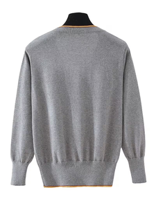 Cardigan Sweater for Autumn And Winter Featuring a Collegiate Style Lightweight Outerwear Gray School Uniform Knit Top Kids' - Product Image 2