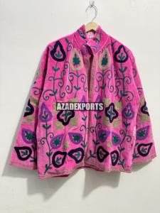 Wholesale Hand Embroidered Vintage Breathable Pink <b>Velvet</b> <b>Blazer</b> Women's Wear Turn-down Collar Full Sleeve Solid Autumn Jacket - Product Image 5