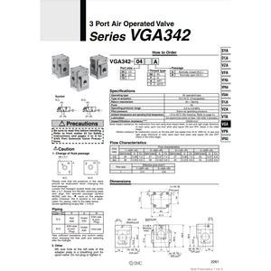 VGA342-10NA วาล์วควบคุมการทำงานด้วยอากาศนิวเมติก SMC - Product Image 1