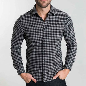 Chemise en flanelle pour homme avec logo personnalisé imprimé, manches longues, à carreaux, décontractée, fermeture boutonnée, en coton - Product Image 6
