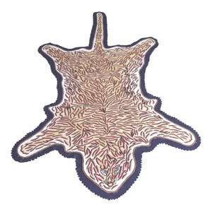 Alfombra Artesanal Tibetana con Detalles de Piel de Tigre, en Tonos Rosa Beige y Blanco, Borde Festoneado, Pelo Corto, Decoración Ecléctica para el Hogar - Product Image 5