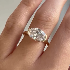 Global Gems IGI Certified Oval Lab Grown Diamond Luxury Engagement Wedding Ring 3Carat Yellow Gold 14k Party <b>Gift</b> Jewelry - Product Image 1
