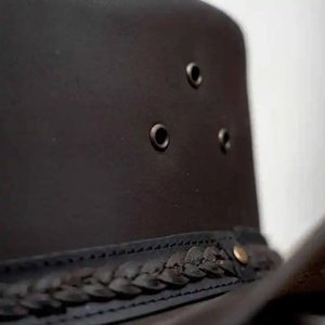 Chapeau Fedora en feutre de cuir classique personnalisé avec logo sur mesure, unisexe, pour adulte, pour l'extérieur - Product Image 3