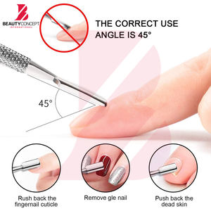 2 pièces : Repousse-cuticules et coupe-cuticules professionnels, outil double tête en acier inoxydable - Product Image 2