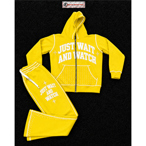 ชุดวอร์มสีเหลืองแบบกำหนดเองสำหรับผู้ชาย เสื้อฮู้ดมีซิปพิมพ์ลาย กางเกงจ็อกเกอร์ ชุดลำลองแนวสตรีทแวร์ ชุดกีฬาสองชิ้น แฟชั่นชุดสเวตสูท - Product Image 5