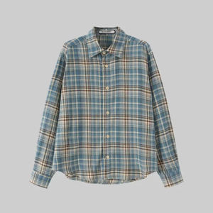 Men's Green Black Plaid Long Sleeve Shirt Custom Printed Front Design Autumn Cotton Shirts in responsible price - Product Image 2