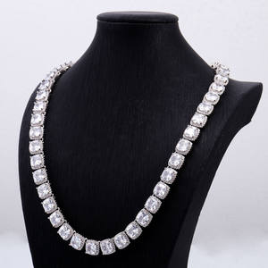 Collar de Cadena de Eslabones Tipo Tenis con Piedras de Moissanita, Chapado en Oro, Joyería Hip Hop, Venta al por Mayor - Product Image 1