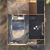 Maison de type N4, clé en main, modulaire, nouvelle, de 43 m², en matériaux de bambou préfabriqués, design moderne, de qualité supérieure, fabriquée au Vietnam.