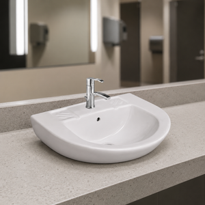 Lavabo ovale minimaliste en marbre à rebord fin, style moderne, à encastrer, pour bureau, hôtel, salle de bain, villa, durable - Product Image 6