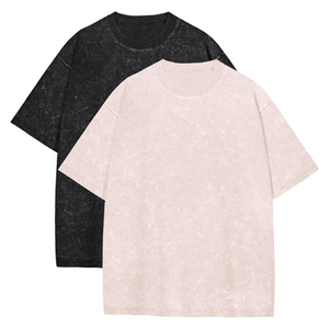 เสื้อยืดคอกลมแขนสั้นทรงโอเวอร์ไซส์สำหรับผู้ชาย สีพื้น ผ้าถักเนื้อนุ่ม ใส่สบาย - Product Image 1