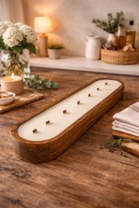 Cuenco Artesanal de Madera para Velas y Adornos, Forma Cuadrada Rústica, Decoración Navideña para el Hogar, para Hacer Velas - Product Image 4
