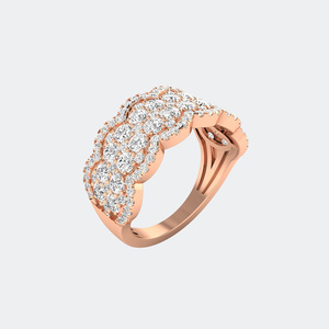 2.00CTW Round Cut Cluster Set Double Row <b>Statement</b> <b>Ring</b> - Product Image 3