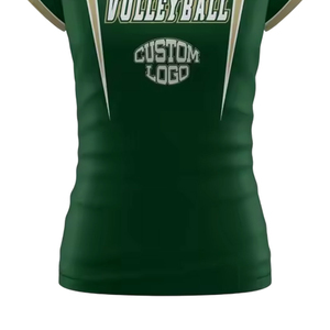Camiseta de Voleibol Verde para Mujer, Manga Corta, Estampado Sublimado, Absorbe la Humedad, Cuello Redondo, Ajustada, Ropa Deportiva para Adultos - Product Image 6