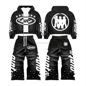 ชุดสเวตสูทผ้าเฟรนช์เทอร์รี่ทรงบ็อกซี่ แขนยาว ติดซิป ประดับคริสตัล ตกแต่งลายปัก สไตล์สตรีทแวร์ ทรงหลวม ไหล่ตก น้ำหนักมาก - Product Image 1