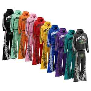 Conjunto Deportivo de Invierno para Hombre al por Mayor con Rayas Blancas, Sudadera con Capucha y Pantalones de Entrenamiento, Talla Grande, 100% Algodón - Product Image 1