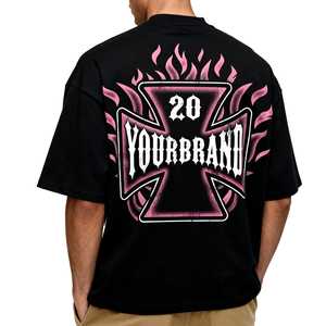 Custom Slim Fit <b>Men's</b> Y2K Streetwear <b>Animal</b> Print Eco-Friendly 100% Cotton Heavyweight O-Neck Short Sleeve T-Shirt - Product Image 5