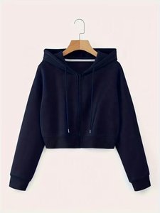 Sudadera Corta para Mujer, Ideal para Uso en Exteriores, con Hermoso Diseño de Letras en Relieve en la Espalda, Estilo Casual para Otoño, 100% Algodón Tejido - Product Image 5