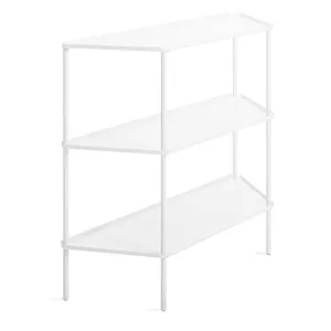 Minimalist White Metal Storage Rack Three-Layer <b>Standing</b> Type for Living Room Sundries Organization Lightweight Design - Product Image 1