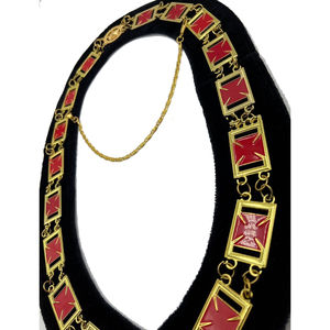 Collar de oficial de Rito Escocés de la Francmasonería, de terciopelo granate, con cadena - Regalia masónica personalizada - Product Image 3