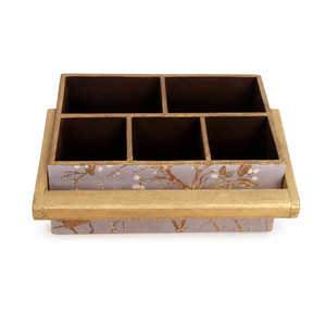 Wooden <b>Storage</b> <b>Basket</b> with <b>Gold</b> Handle | Modern Rectangle Design | Decorative Multipurpose Organizer | Handmade Kitchen <b>Storage</b> - Product Image 3