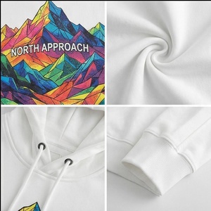 เสื้อฮู้ดพิมพ์ลายภูเขาสไตล์เรขาคณิต North Approach สำหรับผู้ชาย ทรงโอเวอร์ไซส์ ผ้าฝ้ายลำลอง มีกระเป๋าหน้า สไตล์ฤดูใบไม้ร่วง - Product Image 4