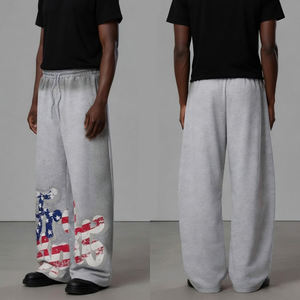 Pantalones de chándal personalizados con estampado de letras, teñido por pulverización, con dobladillo curvo, estilo urbano, para venta al por mayor - Product Image 6