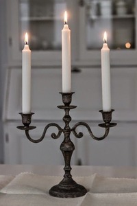 Black Three-Arm Candelabra With <b>Tapered</b> <b>Candles</b> Home Decorative <b>Candle</b> Holder - Product Image 2