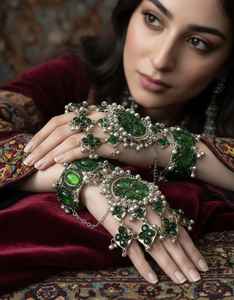 Lo Último en Joyería para Bodas, Brazalete Hecho a Mano con Piedras de Colores del Estilo Tribal Afgano Kuchi, Conjuntos de Joyería de Moda - Product Image 4