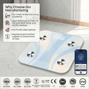 Smart Digital Body Fat <b>Scale</b> with Bluetooth LED Display Glass Rectangle Shape for Bathroom Use 180kg Capacity - Product Image 1