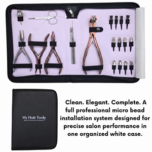 Kit d'outils professionnels pour extensions de cheveux : Pince à sertir les micro-perles à 3 trous, Outil pour extensions adhésives, Outil de retrait de micro-perles, Anneau de séparation, Mini-ciseaux - Product Image 2