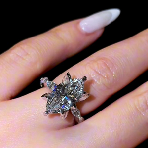 Anillos de Compromiso con Diamantes de Laboratorio Personalizados, CVD HTHP Vvs, Diamante Cultivado en Laboratorio, Oro de 18K, Anillo Solitario Marquise para Hombre y Mujer - Product Image 1