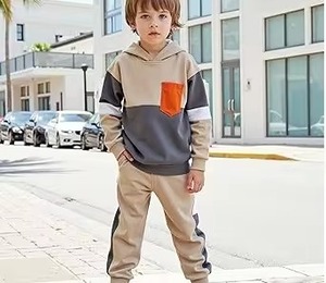 Ensemble de survêtement 2 pièces pour garçons, sweat-shirt à capuche et pantalon de jogging, tenue sportive pour enfants - Product Image 4