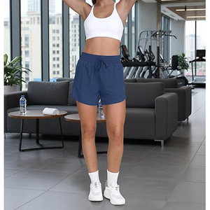 Shorts de sport bleu roi durables pour hommes avec poche zippée fonctionnelle pour téléphone, équipement de course haute performance OEM - Product Image 4