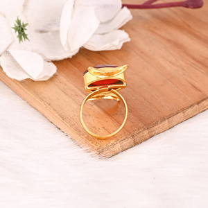 Red Hydro Gemstone <b>Ring</b> Gold Plated Brass Handmade <b>Adjustable</b> Fashion <b>Ring</b> for Women - Product Image 5