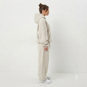 Conjunto Deportivo Extra Grande para Mujer, 100% Algodón, Corte Holgado, Hombros Caídos, Sudadera con Capucha y Pantalones Deportivos - Product Image 3