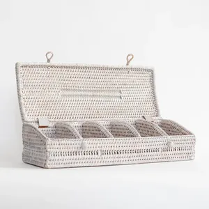 Cesta de Almacenamiento Rectangular de Mimbre con Tapa para Decoración del Hogar, Caja Organizadora de Mimbre con Múltiples Compartimentos, Solución de Almacenamiento de Juguetes para Guardería - Product Image 5