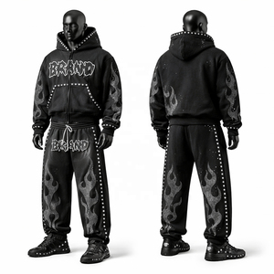 Jogging Sportswear <b>Track</b> <b>Suit</b> Sets OEM Regular Fit Solid 100% Cotton Adult Men's Plus Size Printed 2 in 1 Eco-Friendly Sweatsuit - Product Image 1