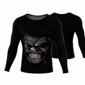 Camiseta de Compresión Personalizada para Hombre, Manga Larga, para Entrenamiento de MMA y BJJ, Spandex/Poliéster 220g, Sin Costuras, Transpirable, Ligera y Resistente - Product Image 1