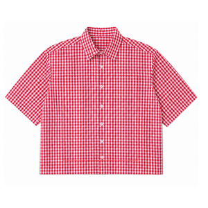 Men's Red White Checkered Gingham <b>Shirt</b> <b>Short</b> <b>Sleeve</b> Casual <b>Button</b> <b>Up</b> Boxy Fit Wholesale Custom - Product Image 1