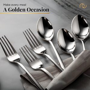 Couverts (Ensemble de 12, cuillères en acier inoxydable - 6 et fourchettes - 6), 100% qualité alimentaire, non toxiques, antirouille, compatibles lave-vaisselle - Product Image 4