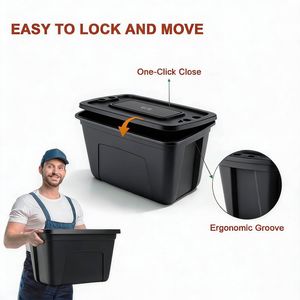 Contenitori di plastica impilabili neri da 18 galloni con coperchi, confezione da 4 - Product Image 4