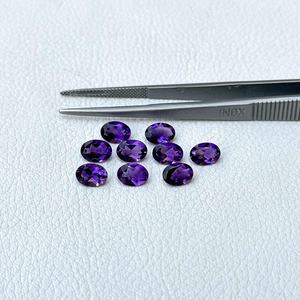 AAA Grade 6x8mm Natural Purple Amethyst Faceted Oval Cut Wholesale Loose Gemstones for <b>Necklace</b> Making Calibrated Factory Best - Product Image 1