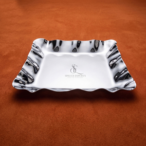 Elegant <b>Square</b> Shape Wavy Stainless Steel Tray Chrome Finish Decorative Platter For Luxury Chocolate Serving & Home Decor - Product Image 1