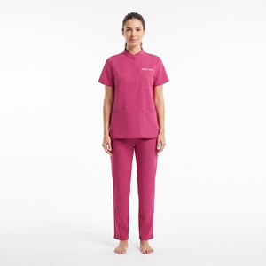Uniforme de Enfermería para Mujer, Cuello Alto, Poliéster y Elastano, Blusa de Manga Corta y Pantalón, Traje Médico - Product Image 2