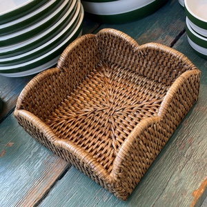 Decoraciones de mesa para Ramadán, servilleteros de ratán hechos a mano, cesta festoneada para guardar servilletas - Product Image 6