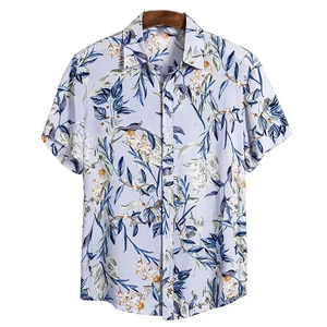 Camisa Floral con Botones para Hombre, Elegante, Ligera, de Algodón, para Vacaciones, Suministro de Fábrica OEM ODM - Product Image 1