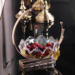 Frutero de Vidrio de Lujo con Base de Metal, Moderno Plato Decorativo para Centro de Mesa, Decoración para el Hogar y la Cocina - Product Image 3