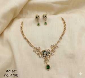Traditional High Quality Gold Rhodium Plated Classic Flower Design Certified Kundan Necklace <b>Set</b> Zircon Stone Pendant Matching - Product Image 3