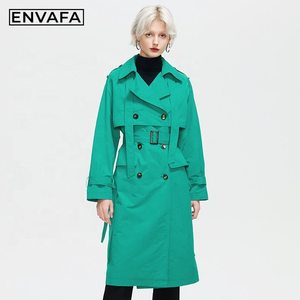 Vestes coupe-vent personnalisées, nouveau style printemps, vert, coupe-vent décontracté tendance pour femmes, coupe ample, mi-longue, style coréen - Product Image 1